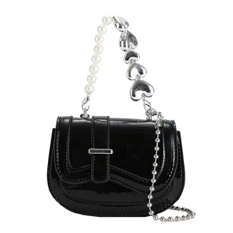 Women's PU leather crossbody bag with sandwich pocket design in silver black pink green gold colours