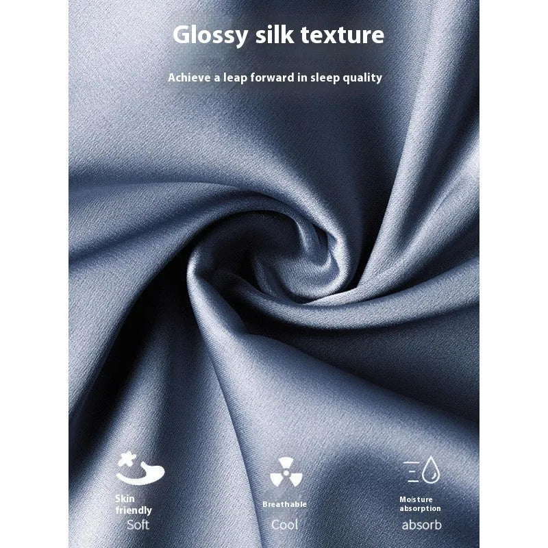 Men's ice silk three-piece home wear set showing shorts and trousers in a choice of colours.