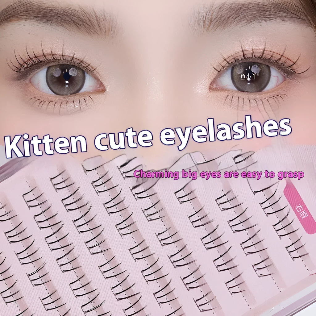 Kitten's Paw style lower false eyelashes with sheer root and pointed tails in 4mm, 5mm, 6mm lengths.
