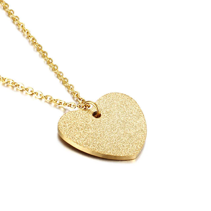 Women's titanium steel necklace with a geometric heart-shaped pendant in colour KN25736-Z