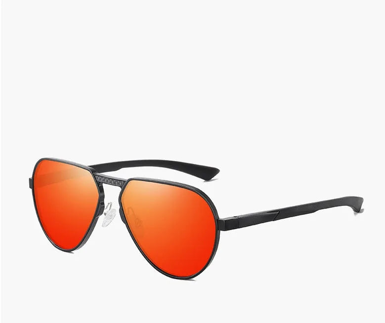 Aluminium-magnesium alloy polarised sunglasses with TAC lens, black frame with grey film