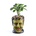 Green resin Frankenstein flower pot with drainage hole for desktop indoor succulent and fern display