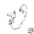 S925 sterling silver adjustable open ring with bird design and polished finish, women's style, colour BSR714-E