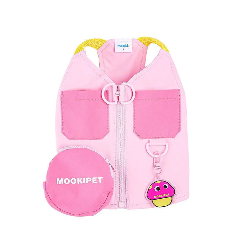 Pink polyester dog vest for small breeds on Bichon Frise or similar dog