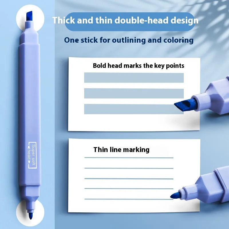 Double-headed fluorescent marking pens in Salt or Sweet colour series showing two-tip design