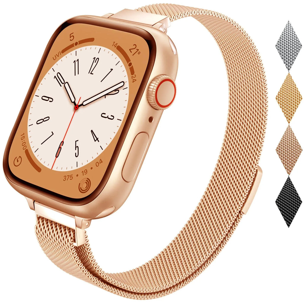 Milan stainless steel mesh strap with magnetic closure for Apple Watch, silver colour