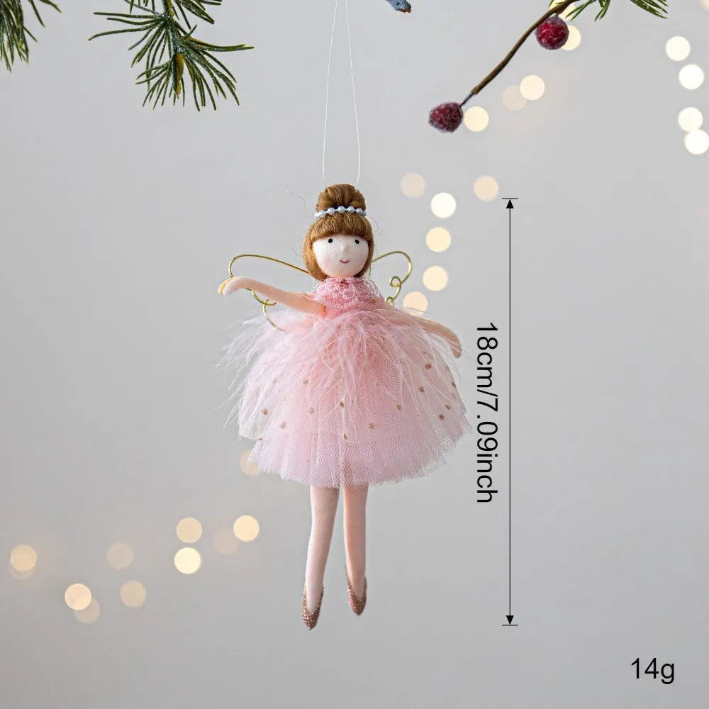 Pink and white cloth ballet girl angel plush pendant doll with modern simple style
