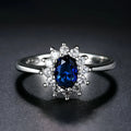 Women's blue moissanite floral ring with inlaid zirconia stones on copper band