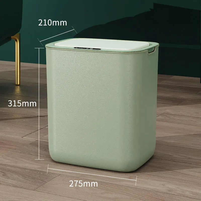 Automatic Inductive Ashbin for Home Bedroom Kitchen with Large Capacity 18-25L Plastic Square Barrel Multi-Zone Classification Rechargeable in Gray Green Light Yellow White