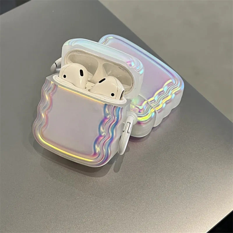 Silicone laser pattern case for AirPods with magic ring design showing flexible protection