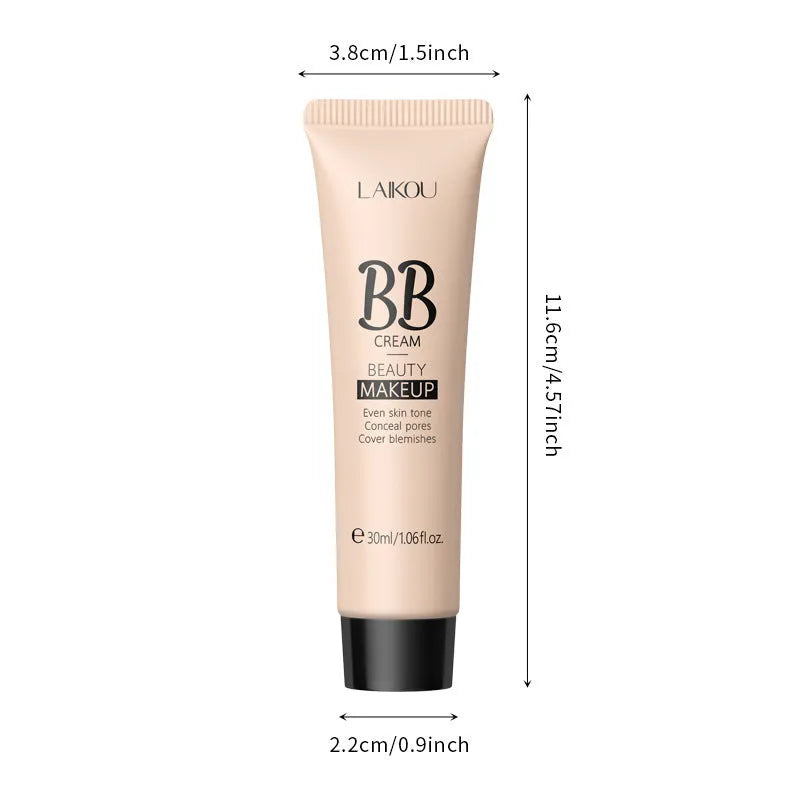 30ml bottle of BB cream showing nine shade options from light ivory to dark brown.