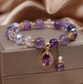 Purple amethyst crystal bracelet for women with natural stones and micro inlay craftsmanship