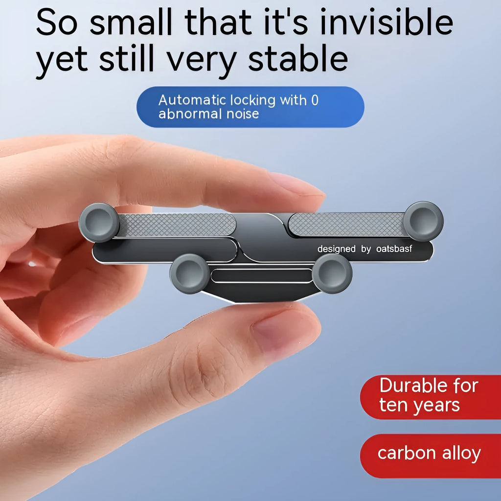 Aluminium alloy car phone holder mounted on vehicle air vent in black colour option