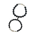 Obsidian Buddha beads couple bracelet DIY set with 8mm and 10mm national style gemstone beads