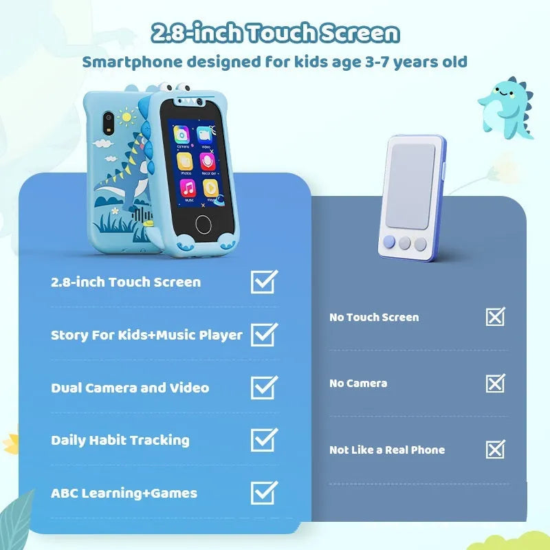 Kids mini bear handheld touch mobile phone toy with camera, 512MB, blue or green silicone case, 85.6 x 37.2 x 140mm