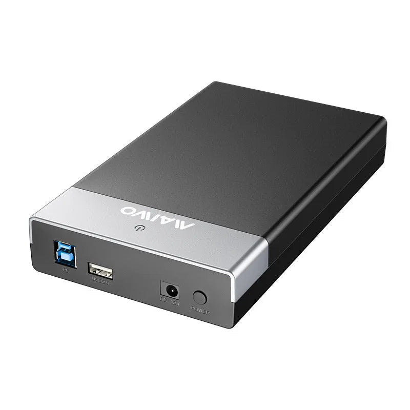3.5-inch SATA to USB hard disk enclosure with sliding cover in black and silver colour option