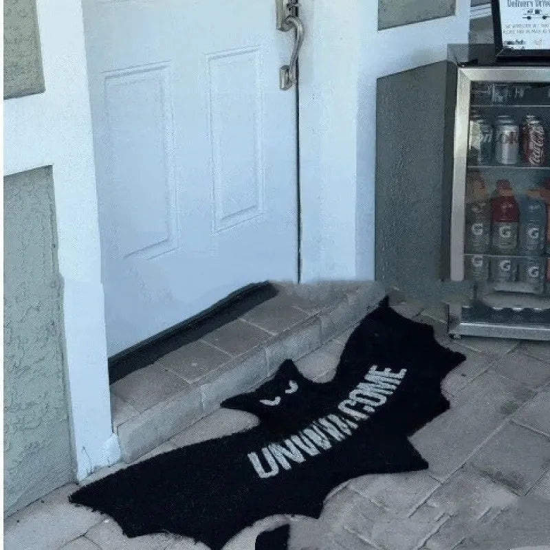 Bat-shaped coconut palm mat in plastic, 40x80cm, decorative bat mat for doorway or entryway