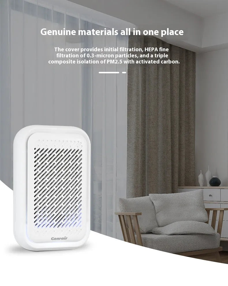 White wall-mounted air purifier with direct plug-in design for rooms under 10 square metres