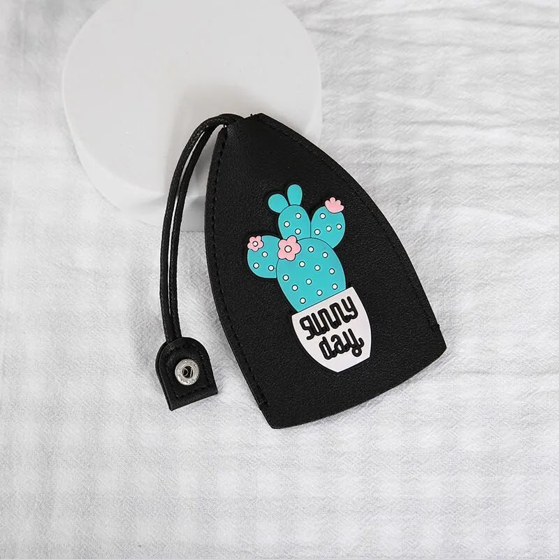 Cartoon design pull-out key case for car keys made from PU leather with pull-out tab