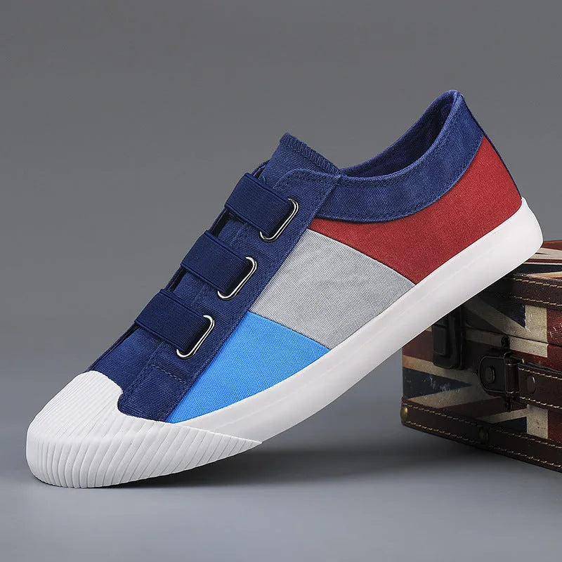 Men's canvas sneakers with elastic band slip-on design in multiple colour options
