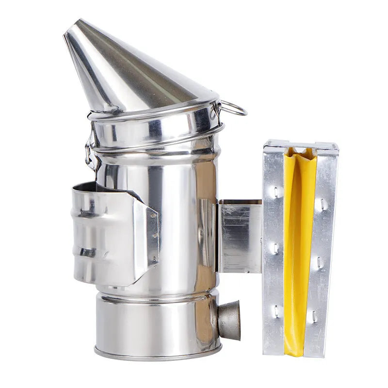 Stainless steel bee smoker with leather bellows, portable small bee smoke fogging machine for hive inspection