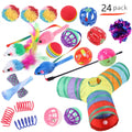 Plastic cat tunnel tube toy in an assorted colour with random accessories for feline play.