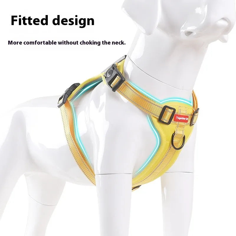Polyester dog harness and lead set in multiple colours with adjustable chest strap