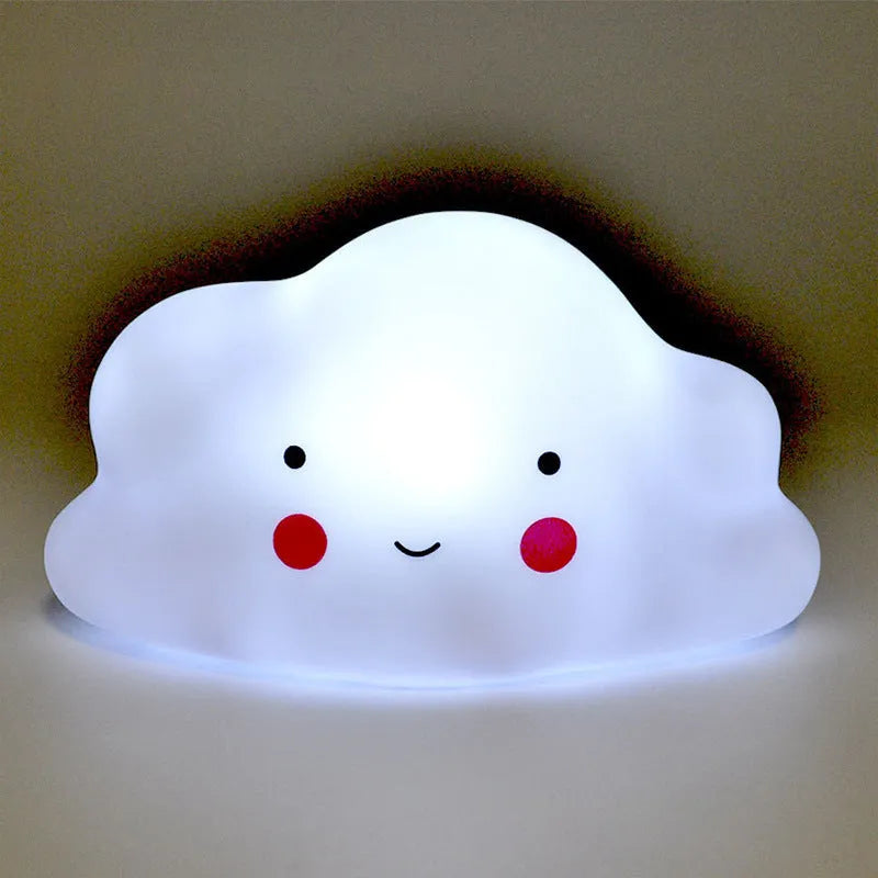 Cartoon enamel LED bedside lamp in Cloud Blue, 12x8x8cm, for children's room decoration