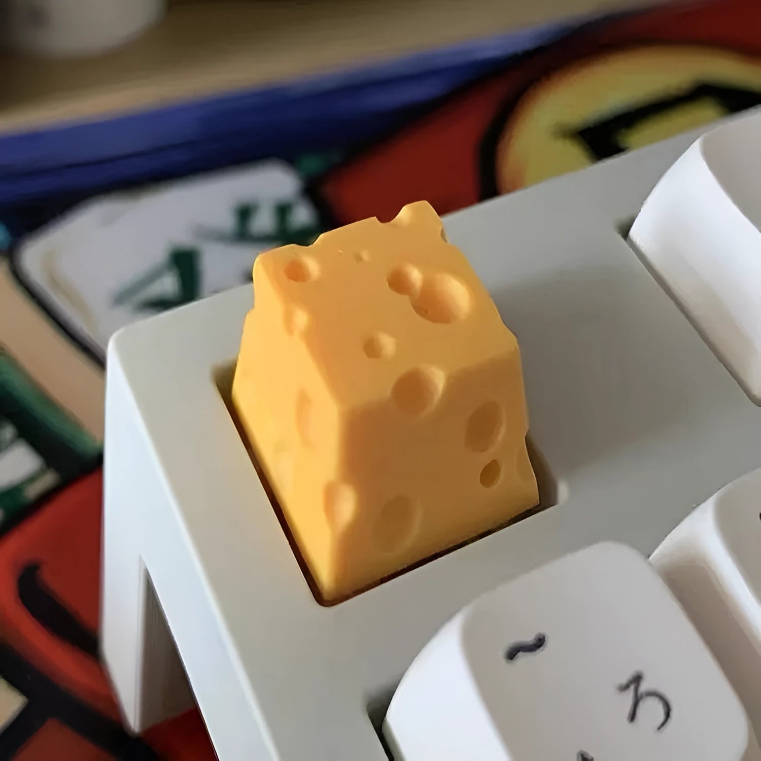 Yellow resin cheese character key cap for mechanical keyboard customisation
