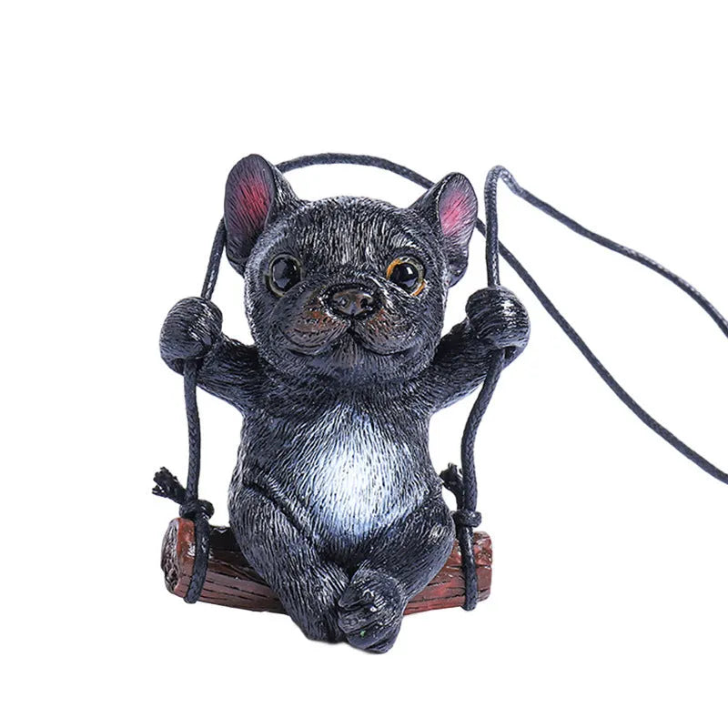Resin bulldog cartoon car pendant ornament hanging from rearview mirror