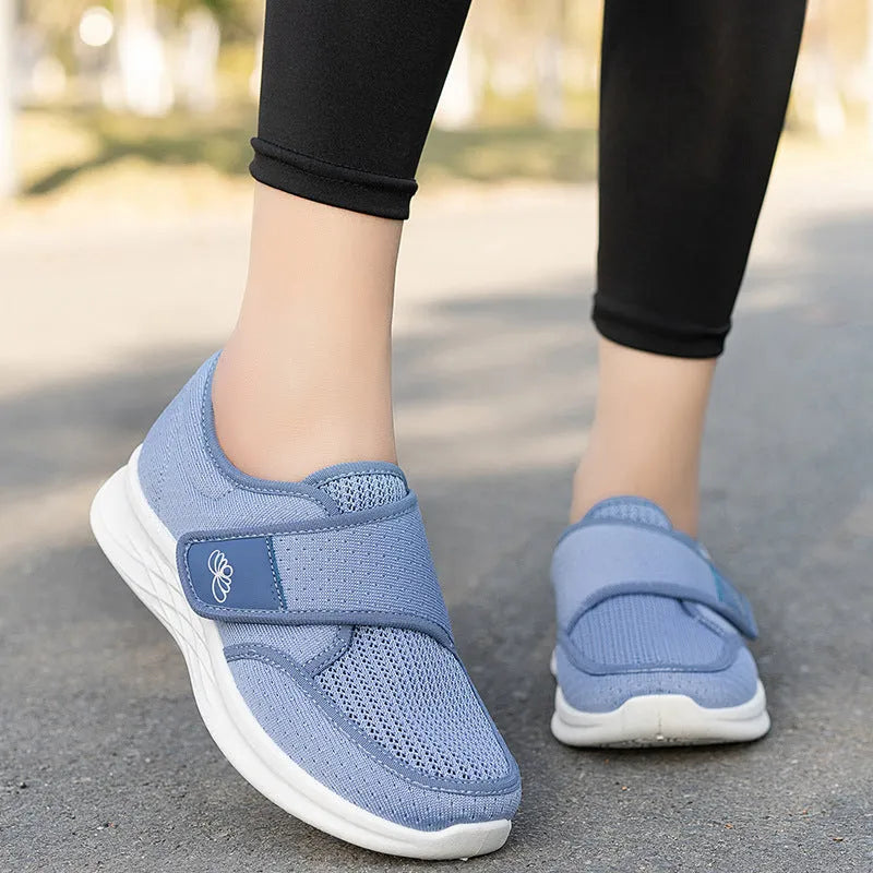 Women's sugar foot walking correction shoes with mesh upper, round toe, low heel, and Velcro strap