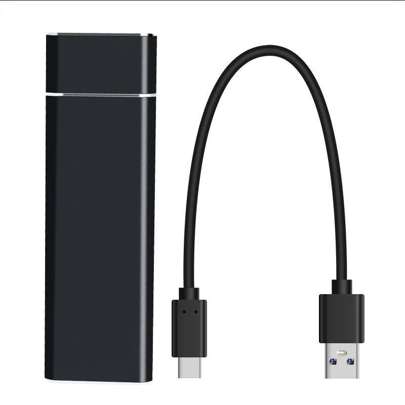 Sapphire blue portable solid state hard drive with metal shell measuring 10.3cm long