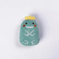 Plush catnip chewing toy for teeth grinding with vocal sounds, shown in assorted colours