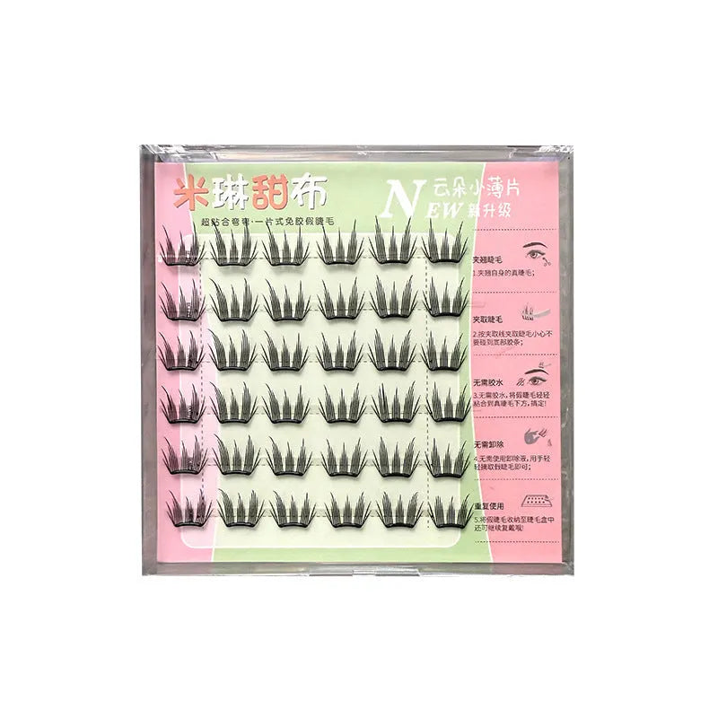 Milin Sweet Cloth glue-free split false eyelashes, 12mm artificial fibre, six-row set