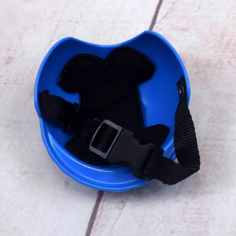 Plastic dog motorcycle helmet in solid colour with three size options for small medium large dogs