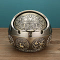 Bronze decorative ashtray with smoke extinguishing slot featuring traditional dragon design