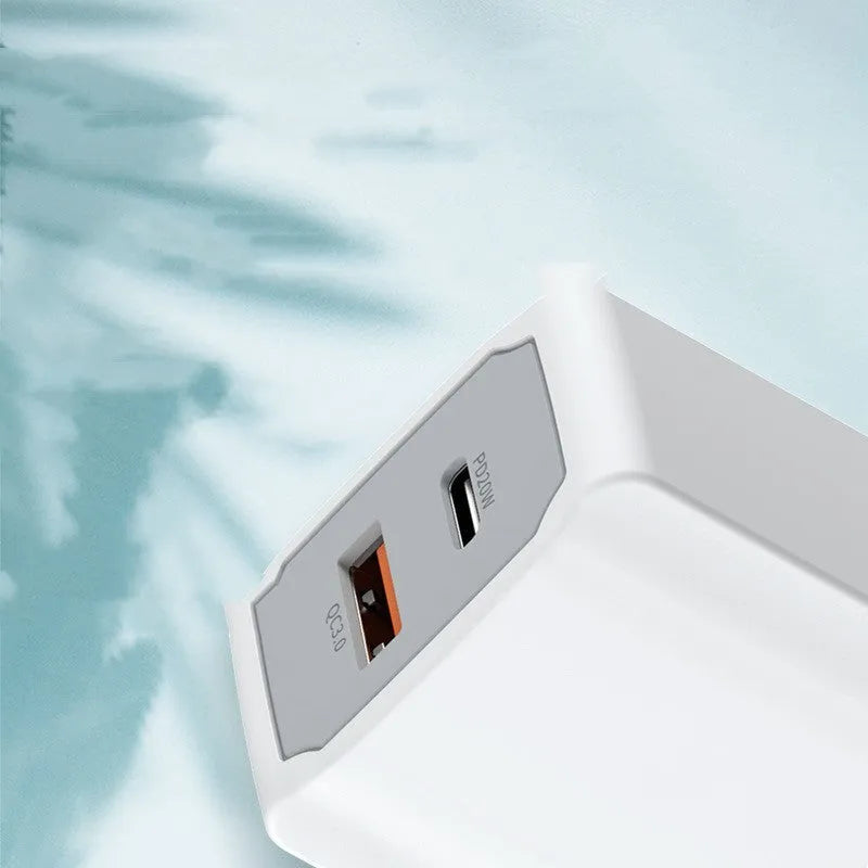 White European standard phone fast charger set with fireproof ABS PC charging head and cable