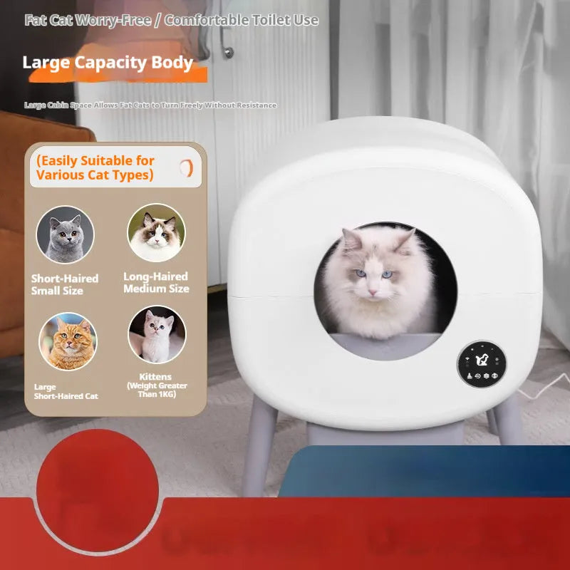 Automatic self-cleaning cat litter box with 13 litre waste bin and ABS plastic housing