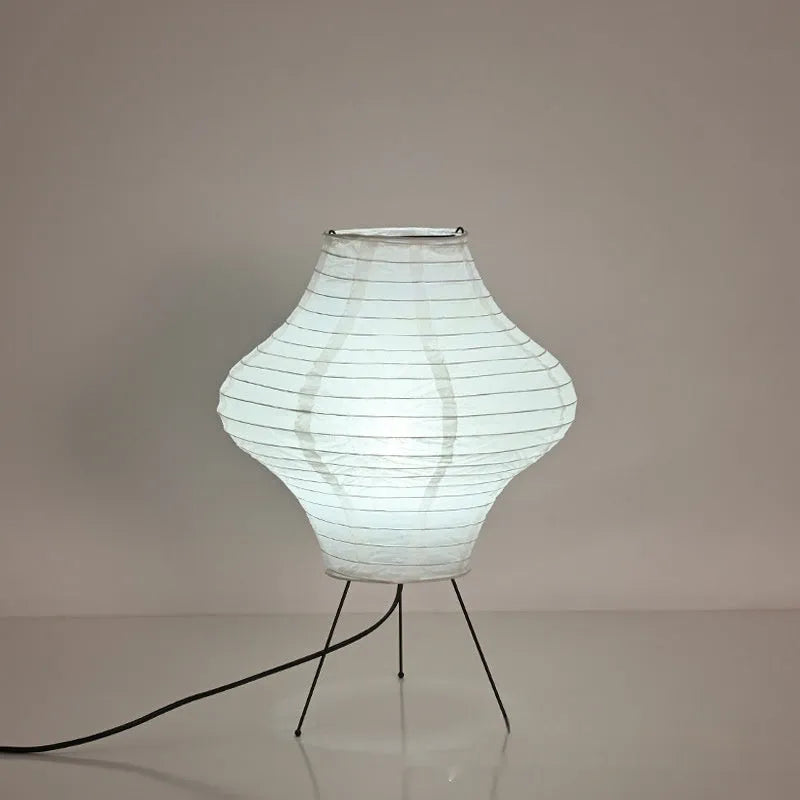 Japanese style decorative table lamp with paper shade and three-colour adjustable lighting