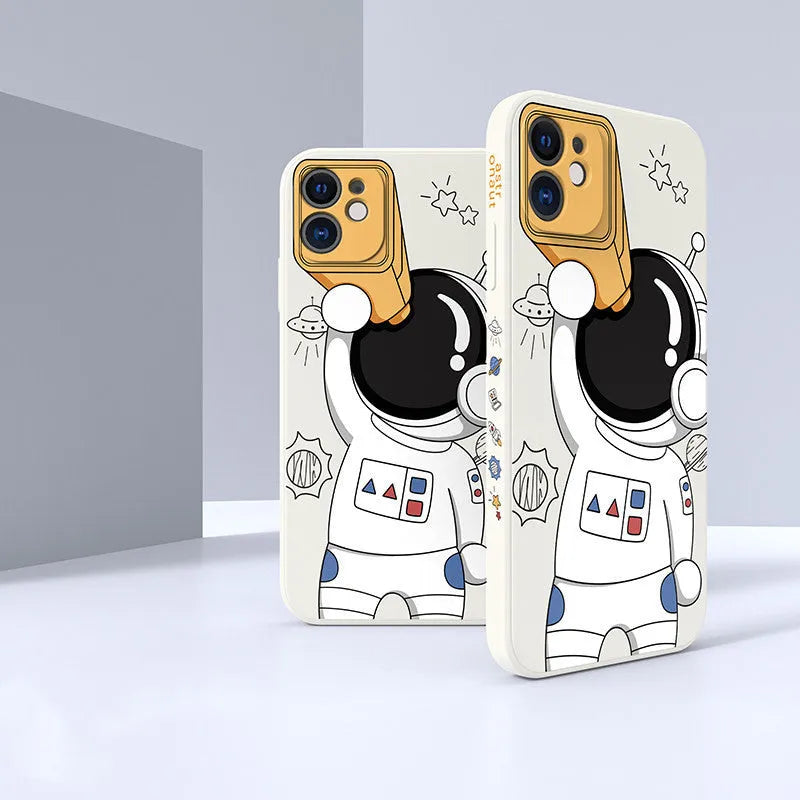 For Astronauts black TPU mobile phone case with side pattern for iPhone