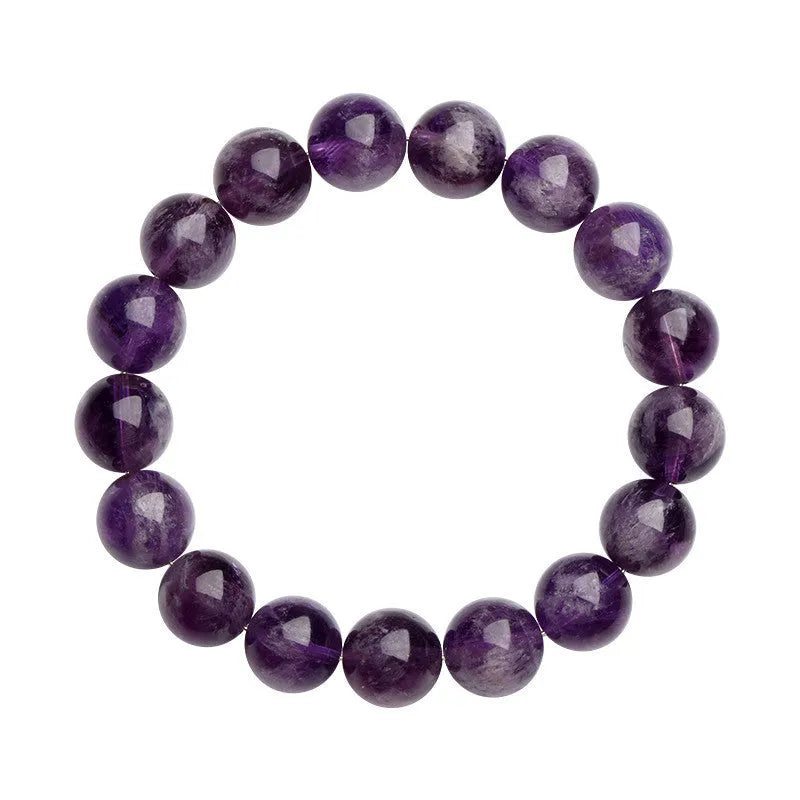 Natural feather amethyst bracelet with snow mountain purple crystal beads in scattered arrangement