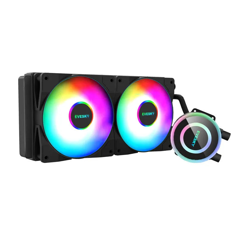 Aluminium CPU radiator fan with RGB lighting in 120mm, 240mm, and 360mm sizes