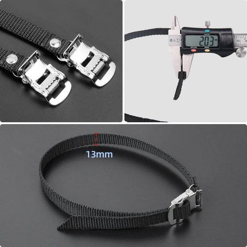 Fitness spinning pedal foot holder rope set with plastic holder, metal lashing, bolts, and flange nuts