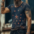 3D creative pattern short sleeve t-shirt in art retro style with loose fit and imitation cotton fabric