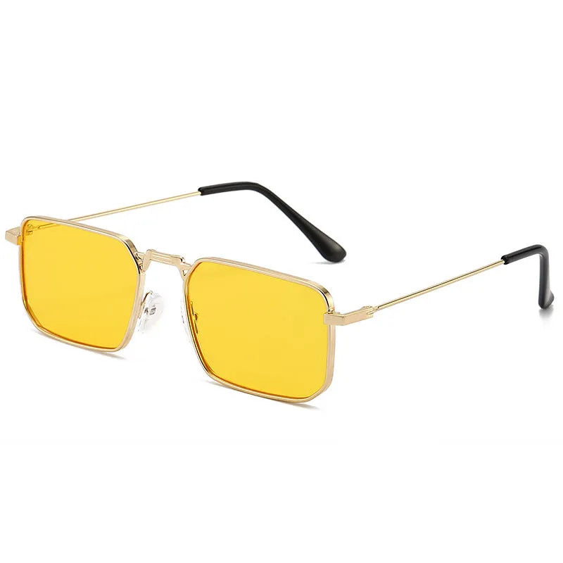 Men's square frame steampunk sunglasses with metal construction in gold and black colour options