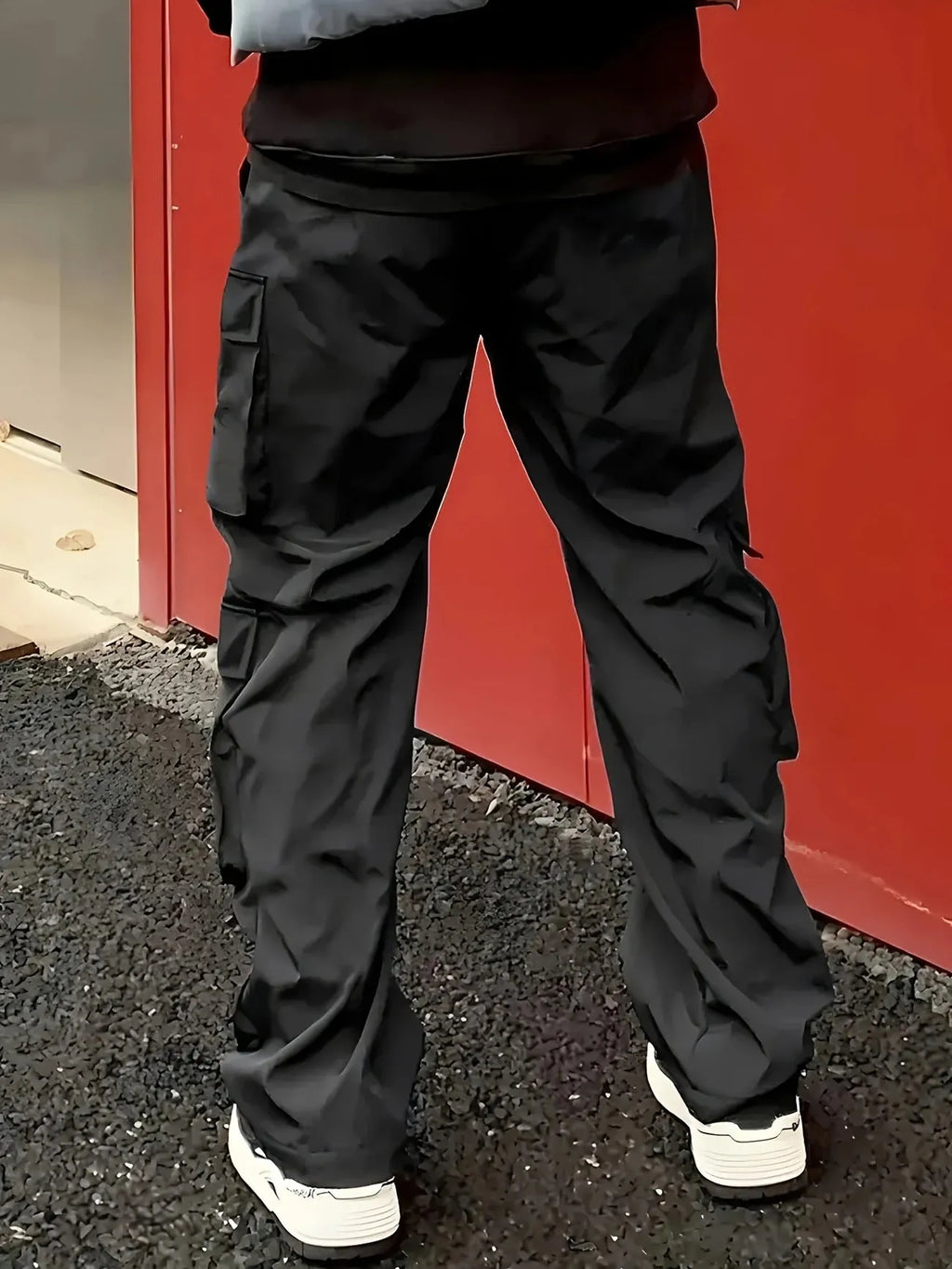 Slim-fit multi-pocket work pants in polyester, spring and autumn outdoor casual trousers, black grey green khaki