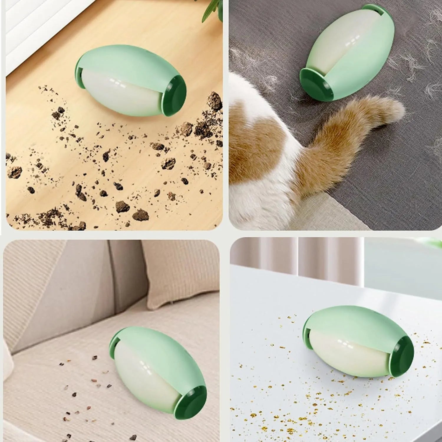 Green reusable gel lint roller ball for pet hair removal from fabrics