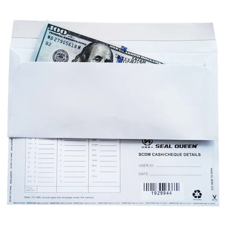Blue confidential security envelope with self-adhesive flap measuring 105mm by 240mm