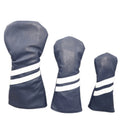 Golf club head cover with two oblique stripes in choice of six colours and three sizes