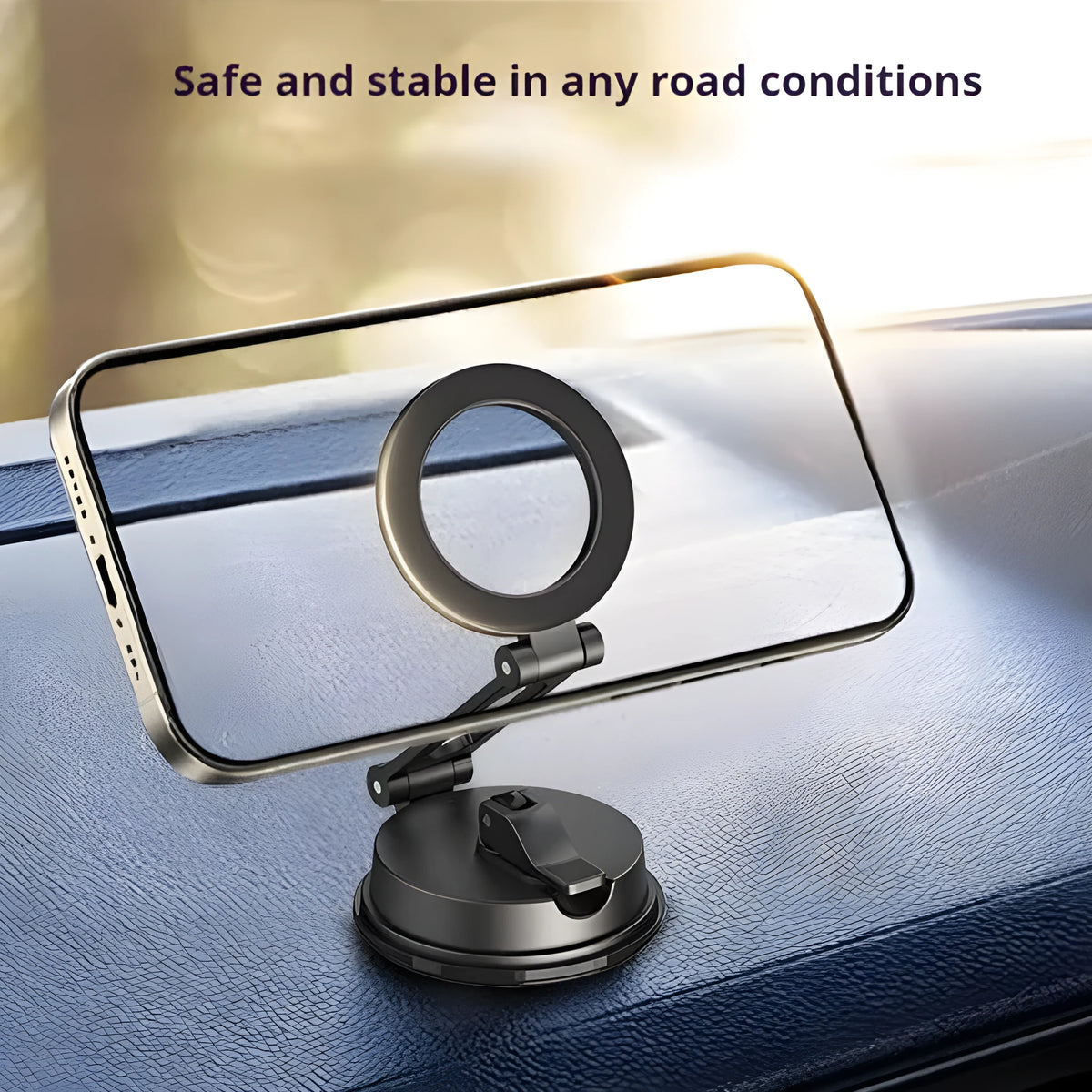 Black suction cup magnetic phone holder for car use, style H154, single mobile phone holder